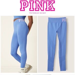 EUC Pink Active by Victoria Secret Seamless High Waist Leggings Blue. Size Large